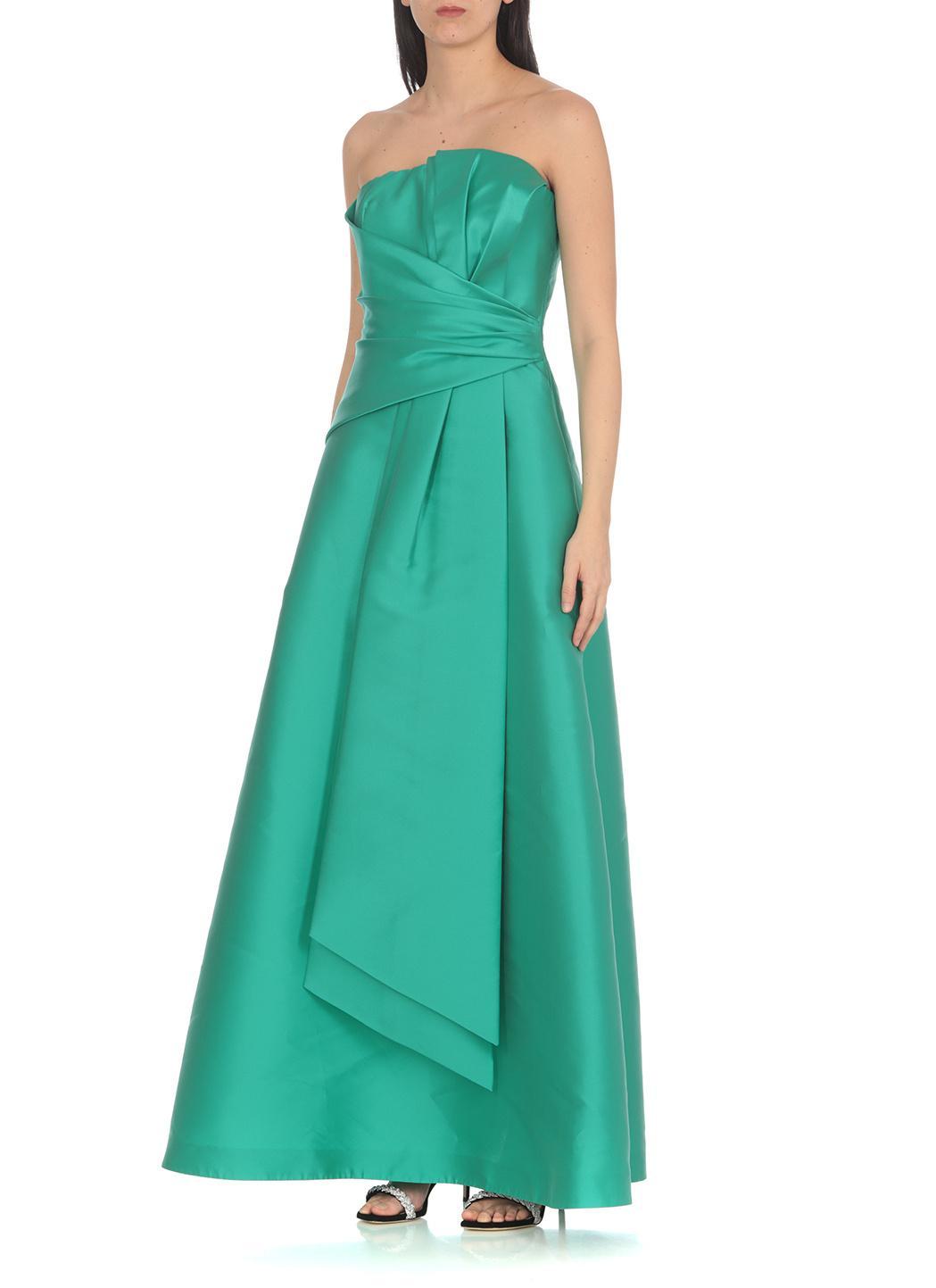 ALBERTA FERRETTI Gathered-detail Strapless Gown In Green Product Image