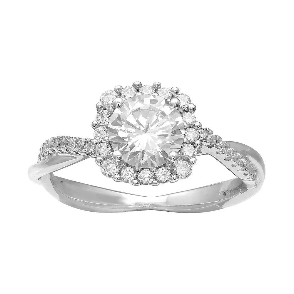 PRIMROSE Sterling Silver Cubic Zirconia Cushion Halo Ring, Women's, Size: 7 Product Image