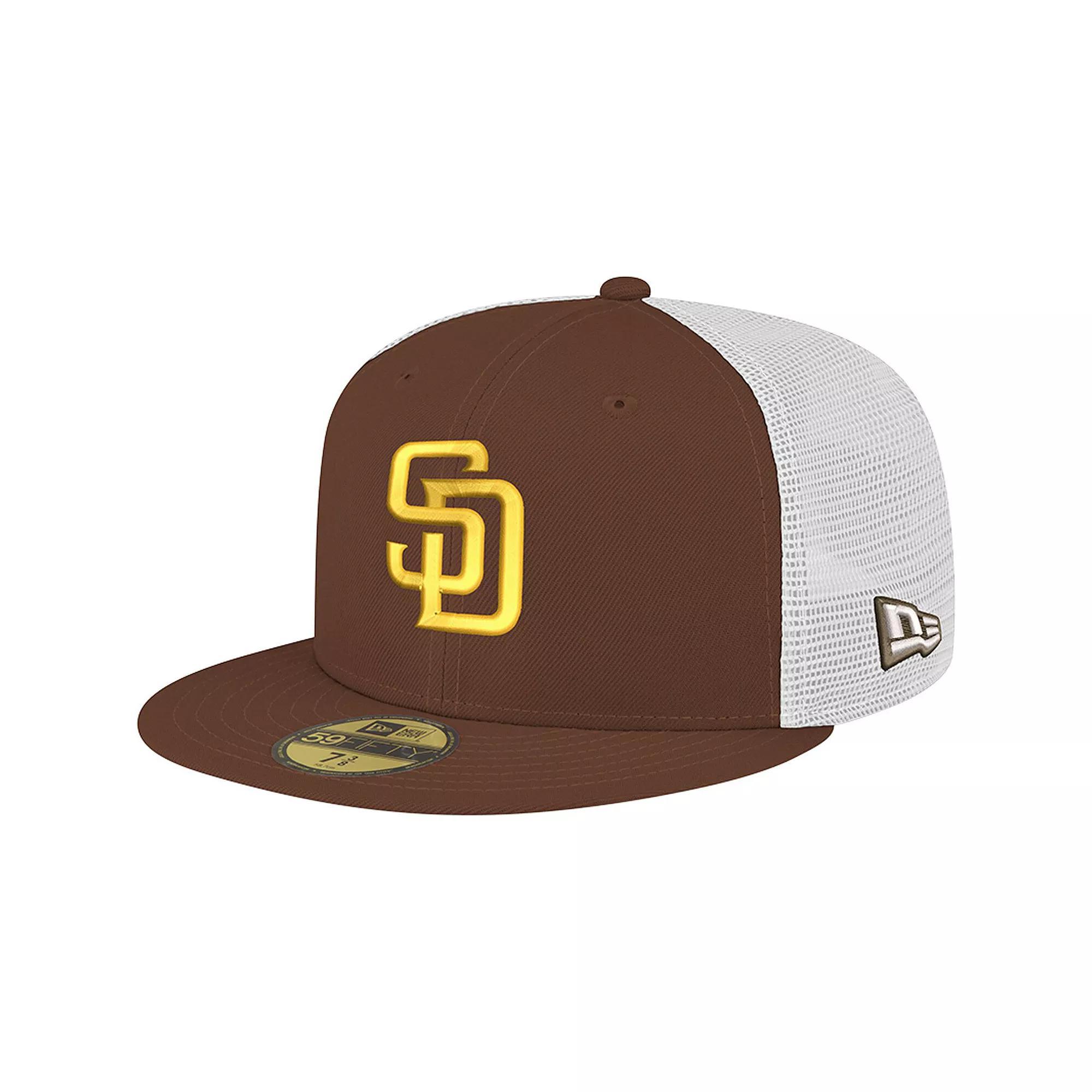 Men's New Era Brown San Diego Padres Team Color 59FIFTY Trucker Fitted Hat, Size: 7 Product Image