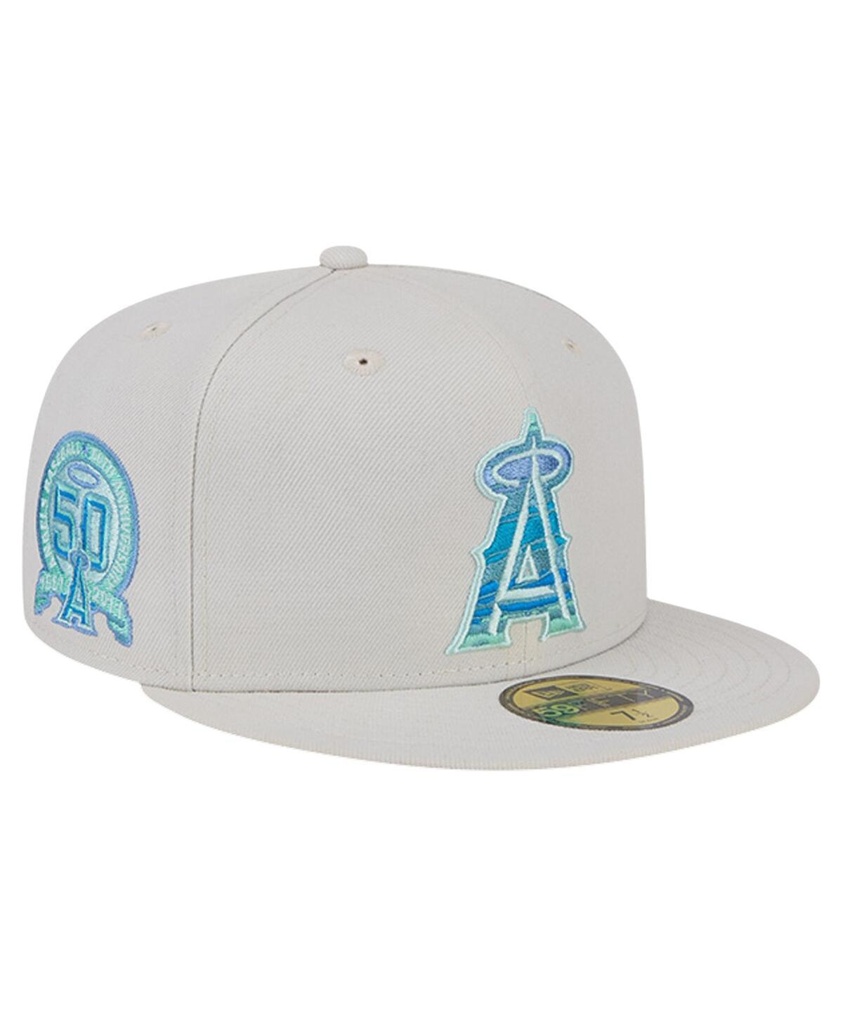 Men's New Era Khaki Los Angeles Angels Stone Mist 59FIFTY Fitted Hat, Size: 8, Beig K Product Image