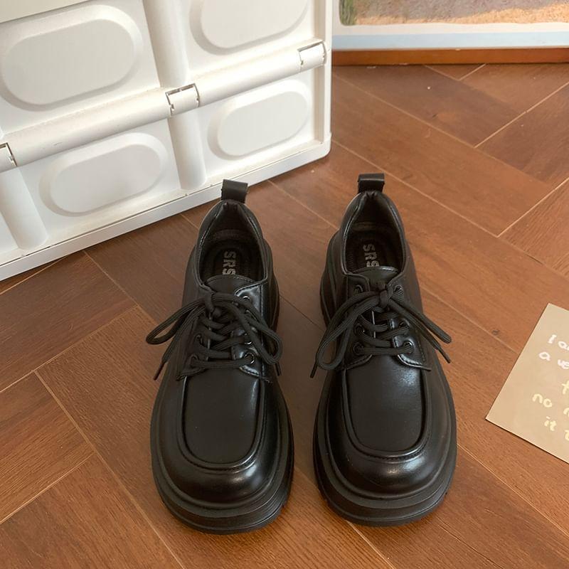 Lace-Up Platform Derby Shoes Product Image