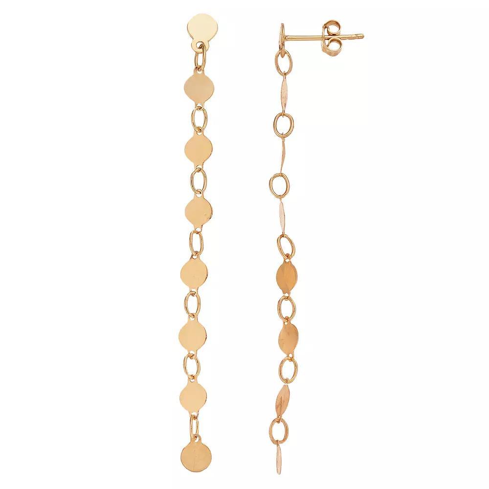 14k Gold Pebble Chain Linear Drop Earrings, Women's Product Image