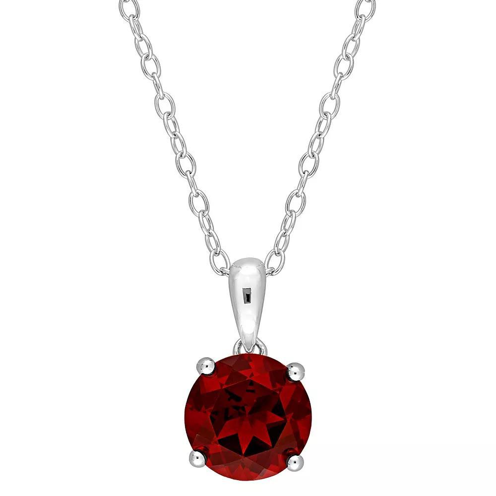 Stella Grace Sterling Silver & Gemstone Round Stud Pendant Necklace, Women's, Size: 18", Red Product Image