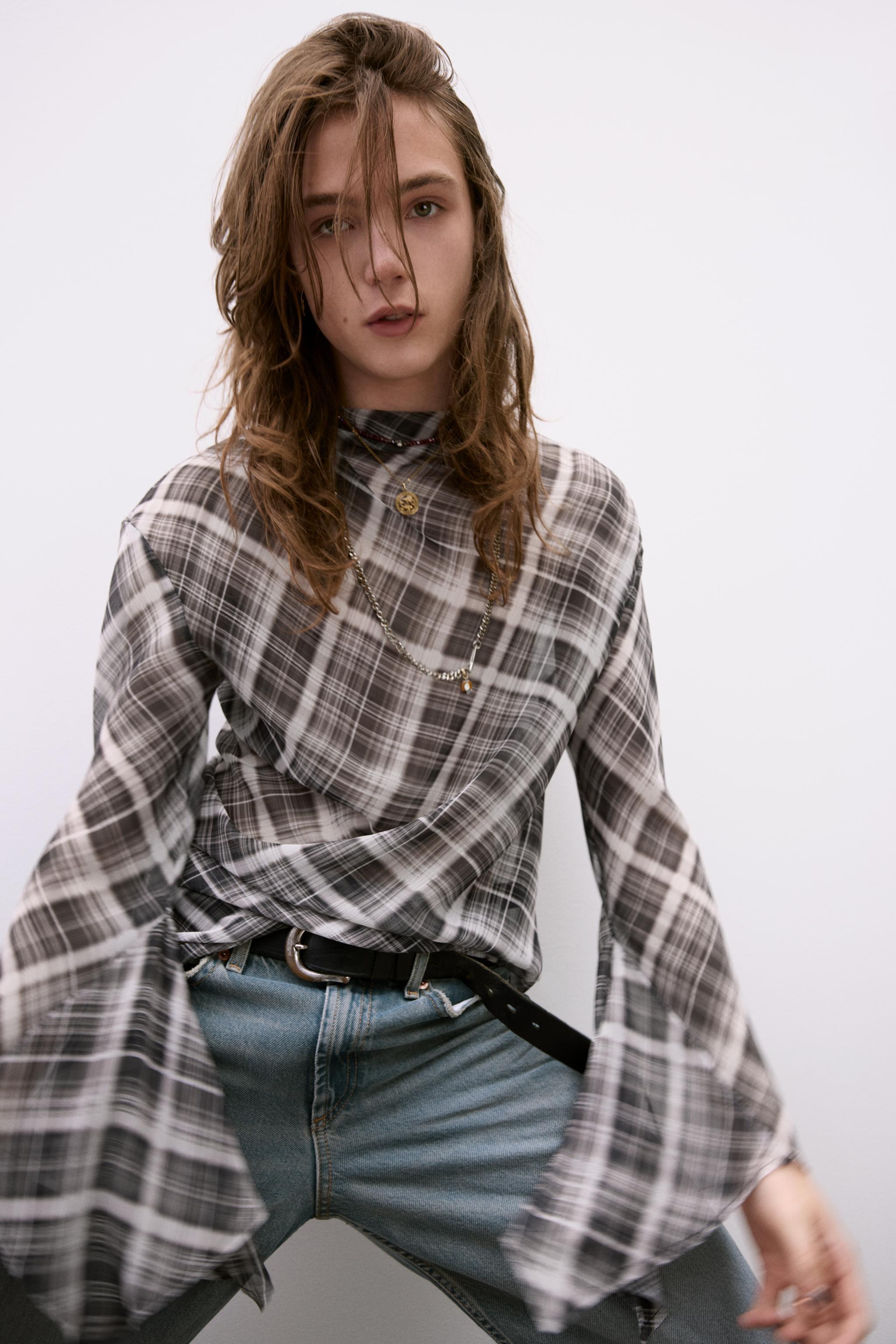 ASYMMETRIC CHECKERED TOP Product Image