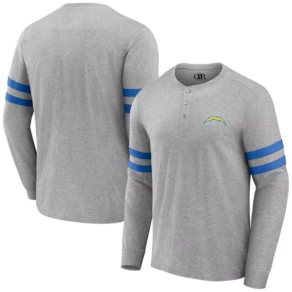 Men's NFL x Darius Rucker Collection by Fanatics Heather Gray Los Angeles Chargers Henley Long Sleeve T-Shirt, Size: 3XL, Grey Product Image