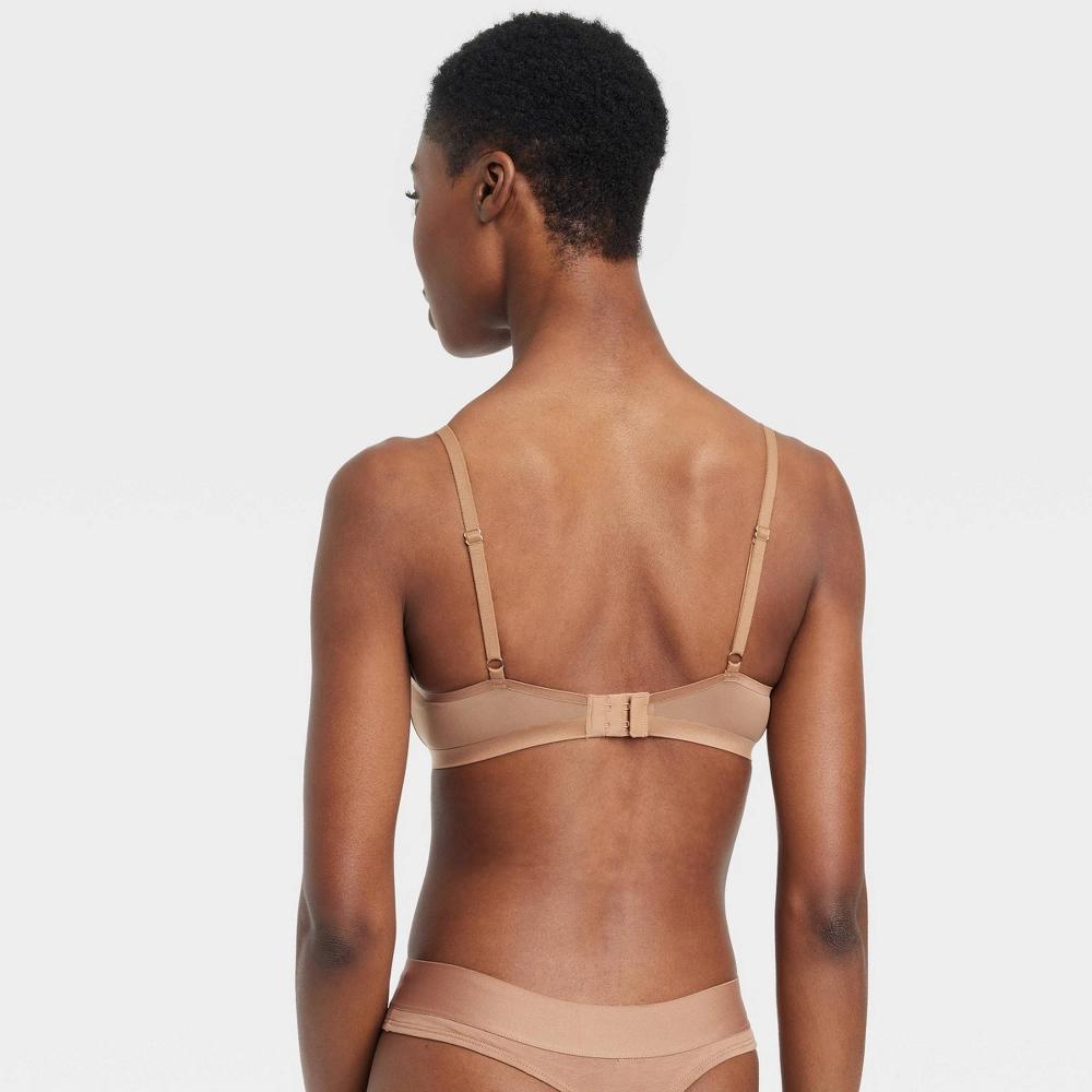 Womens Mesh Unlined Demi Bra - Auden Brown 32B: Adjustable Strap, Underwire, Sheer Mesh Product Image