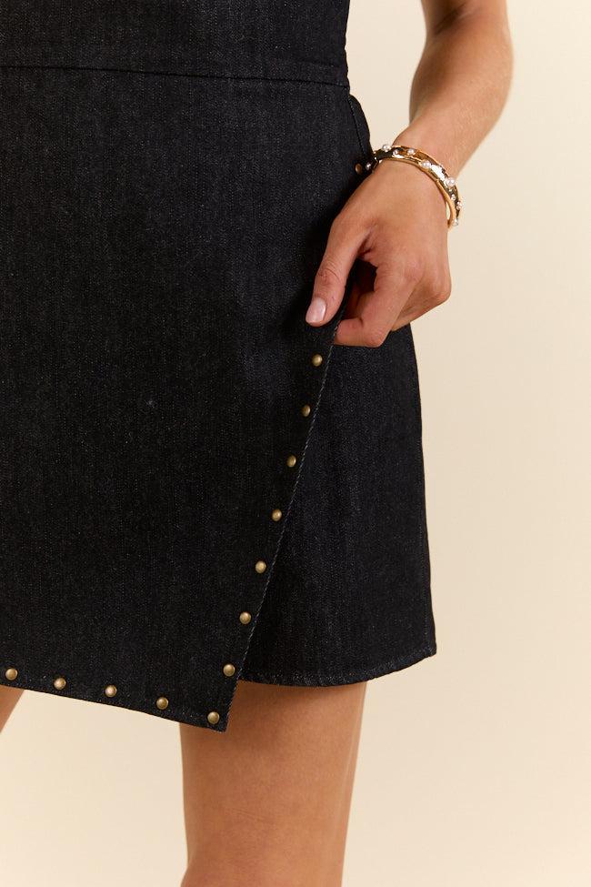Pretty Heart Black Denim Strapless Romper SALE Product Image