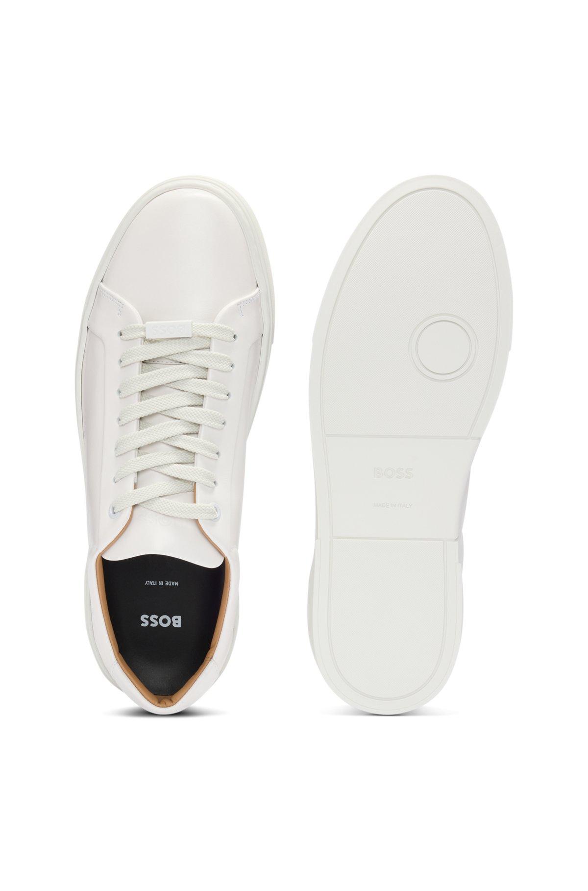Gary leather low-top trainers with branded lace loop Product Image