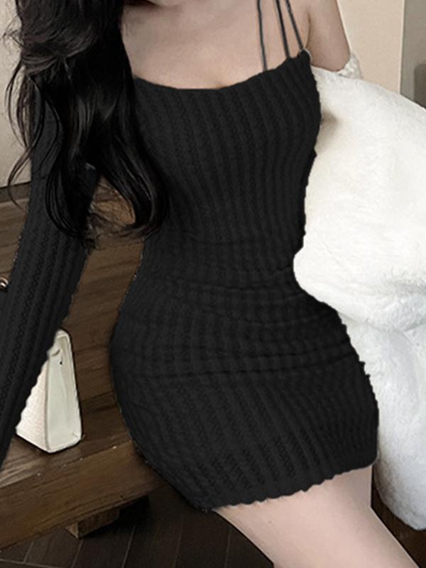 Pure Color Slim Fit Pure Desire Style Mini Dress Product Image