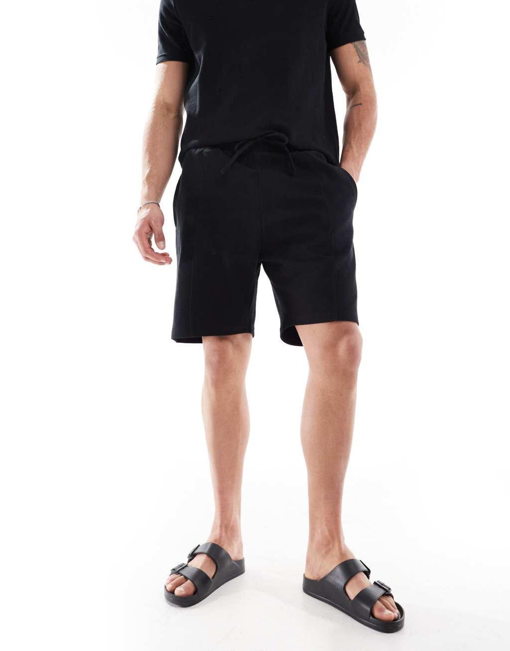 Bershka textured shorts in black - part of a set Product Image