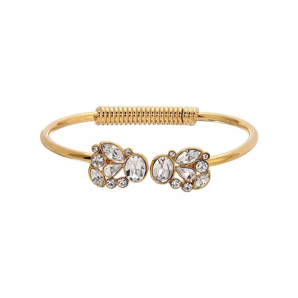 1928 Gold Tone Crystal Glass Stone Spring Bracelet, Womens, White Product Image
