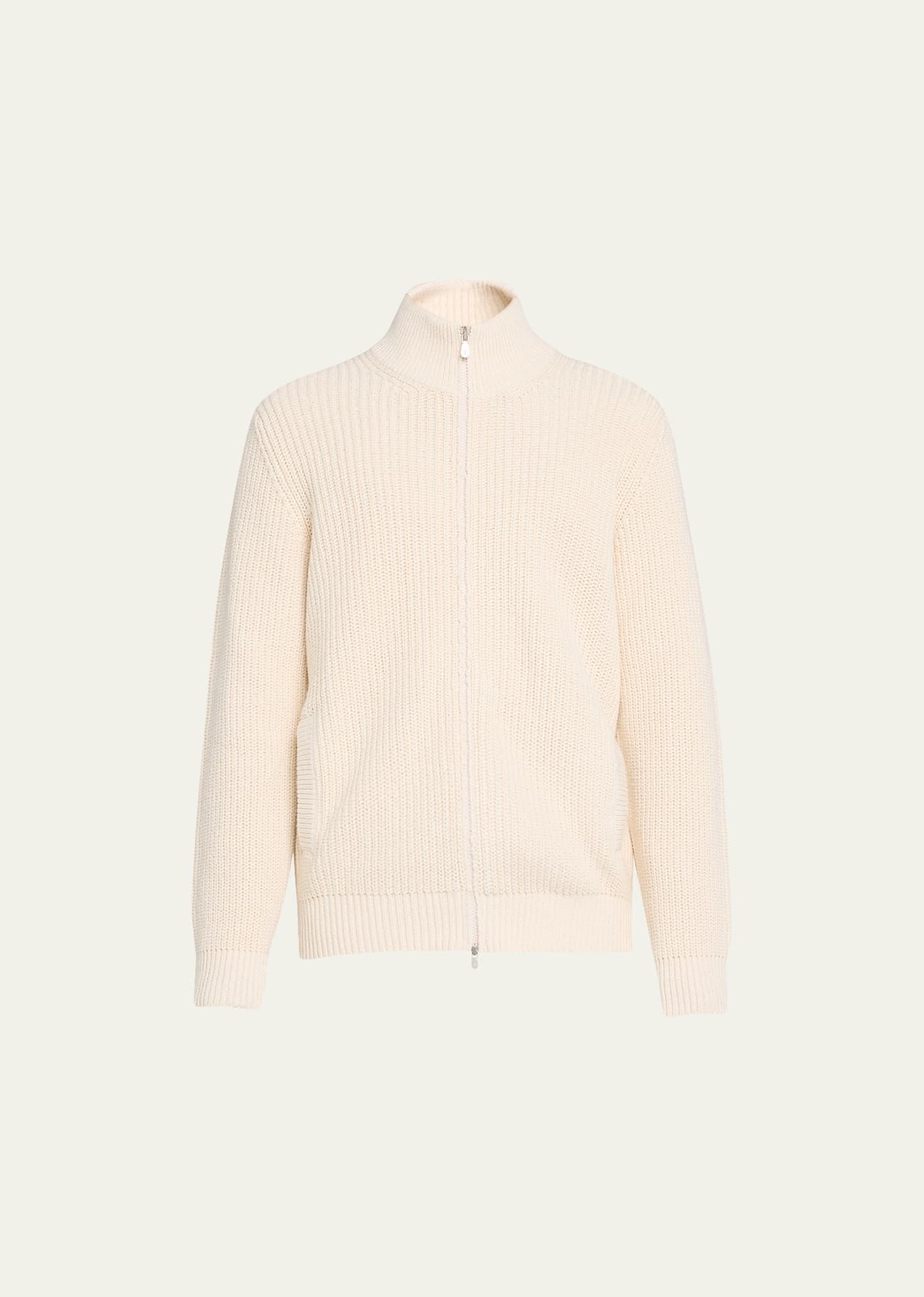 Mens Ribbed Full-Zip Sweater Product Image