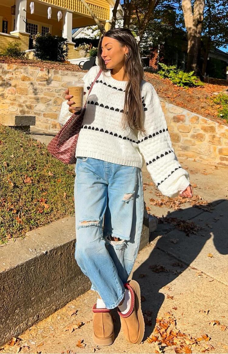 Holly White Heart Stripe Sweater Product Image