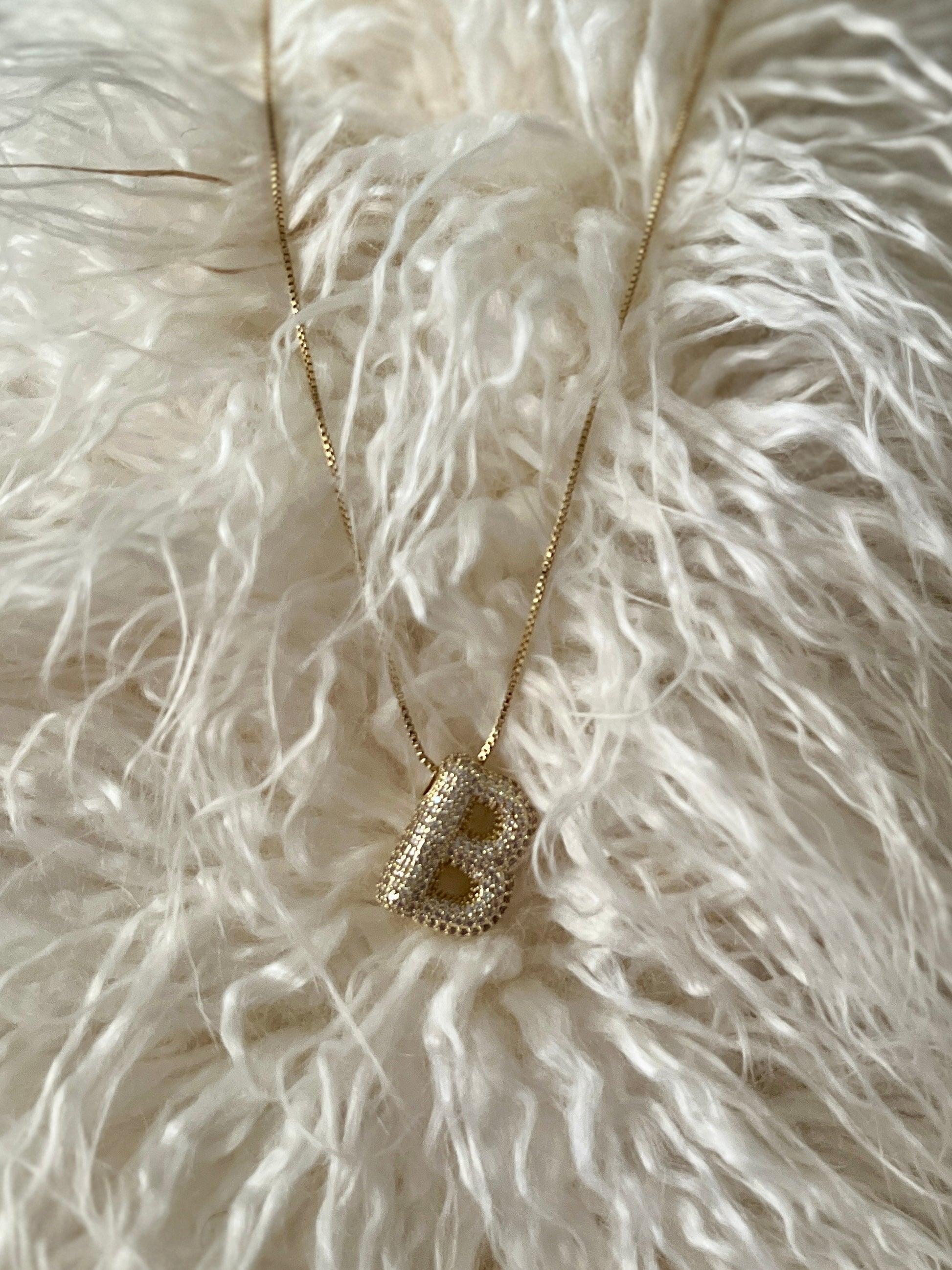 Rhinestone Bubble Letter Necklace Product Image