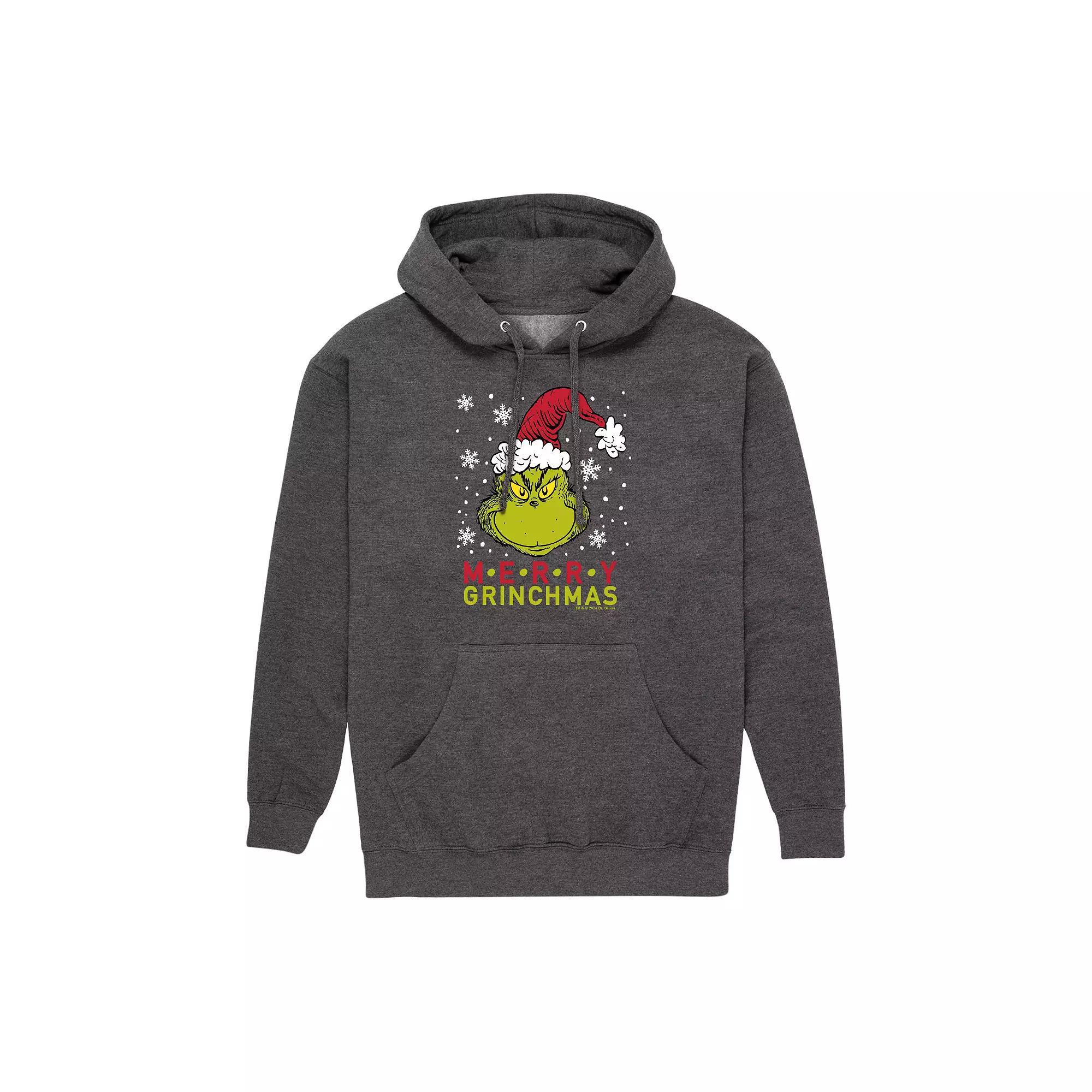 Mens Dr. Seuss Merry Grinchmas Graphic Hoodie Heather Grey Product Image