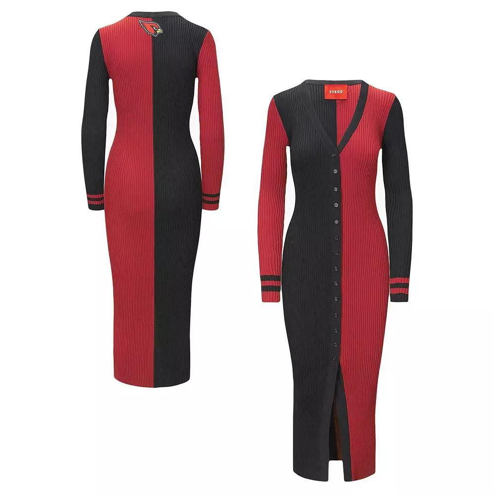 Women's Black/Cardinal Arizona Cardinals Shoko Knit Button-Up Sweater Dress, Size: Small Product Image
