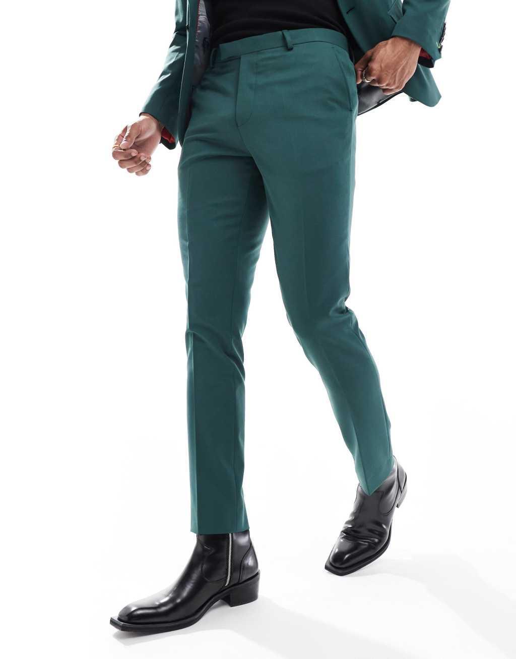 Twisted Tailor suit pants in dark green Product Image