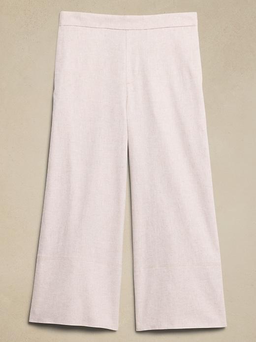 Wide-Leg Linen-Blend Cropped Pull-On Pant Product Image