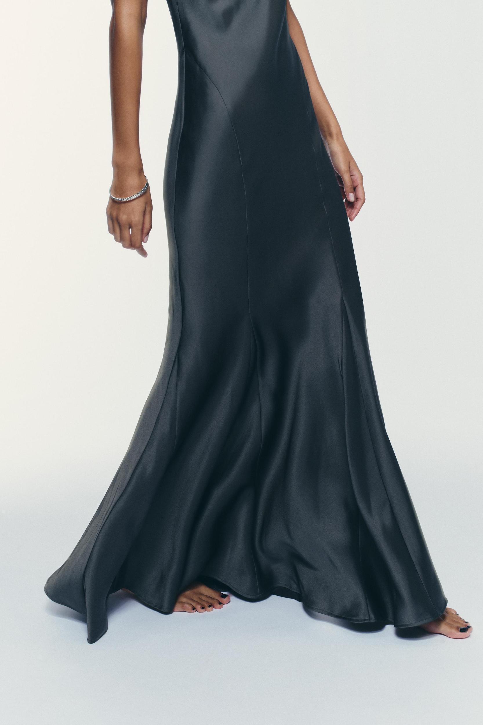 SATIN EFFECT LONG DRESS Product Image