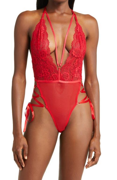 Women's Oh La La Cheri Sloane Plunging Lace Bodysuit 52-11761, Size: Large-XL, Black Product Image