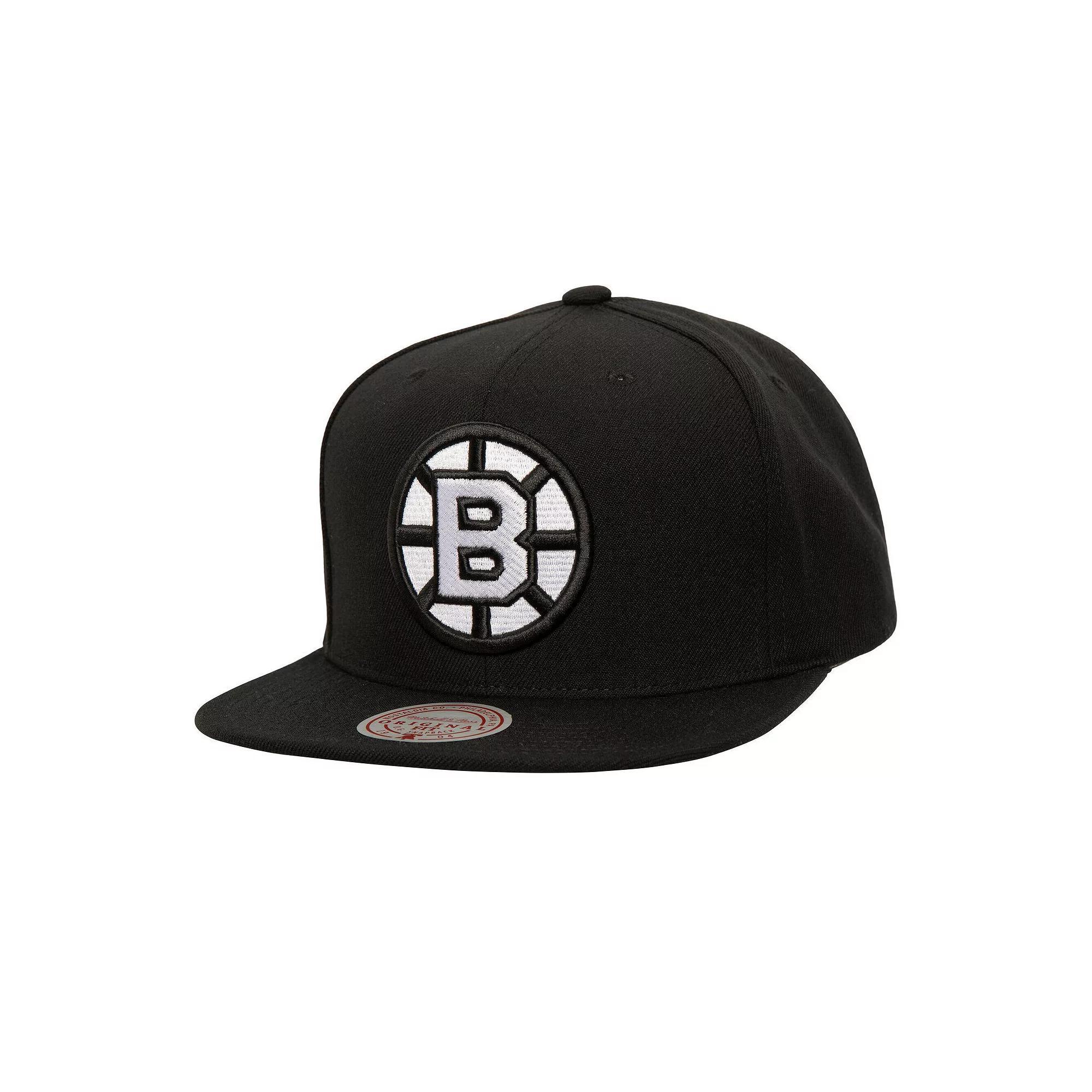 Men's Mitchell & Ness  Black Boston Bruins Team Snapback Hat Product Image