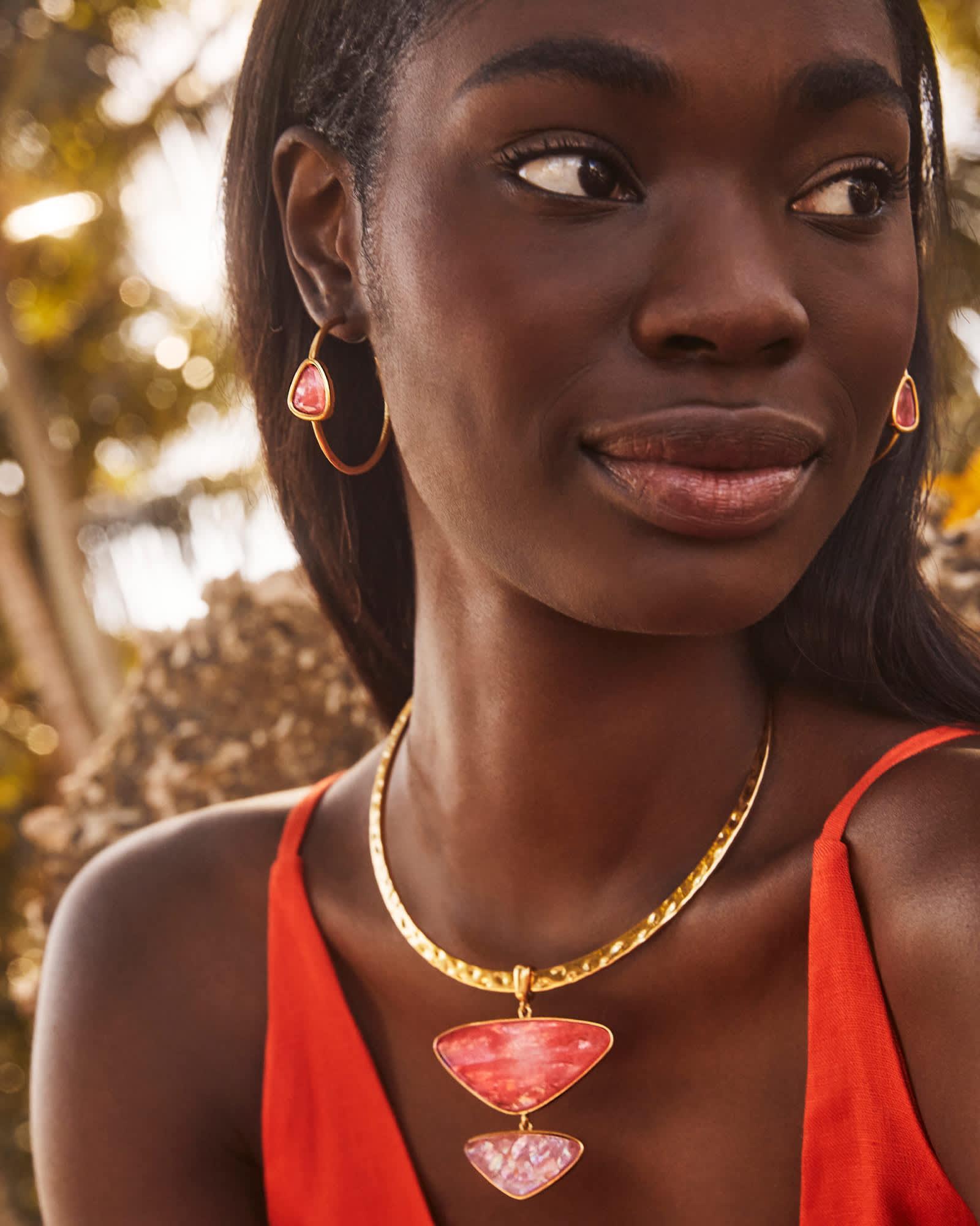 Margot Vintage Gold Statement Necklace Product Image