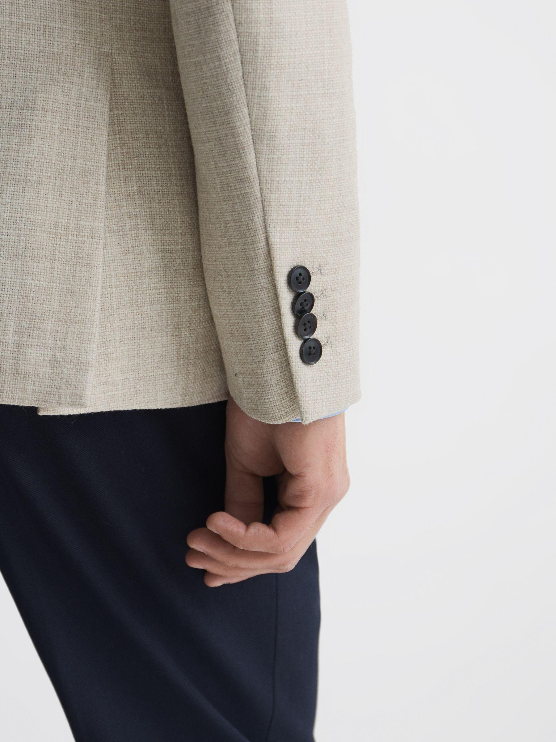 Slim Fit Textured Wool Blend Blazer in Oatmeal Product Image