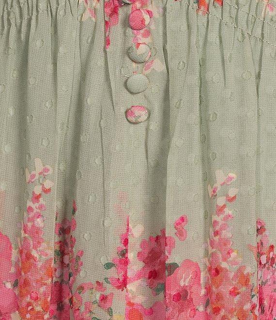Taylor Floral V-Neck Smock Waist Elbow Length Sleeve Maxi Dress Product Image