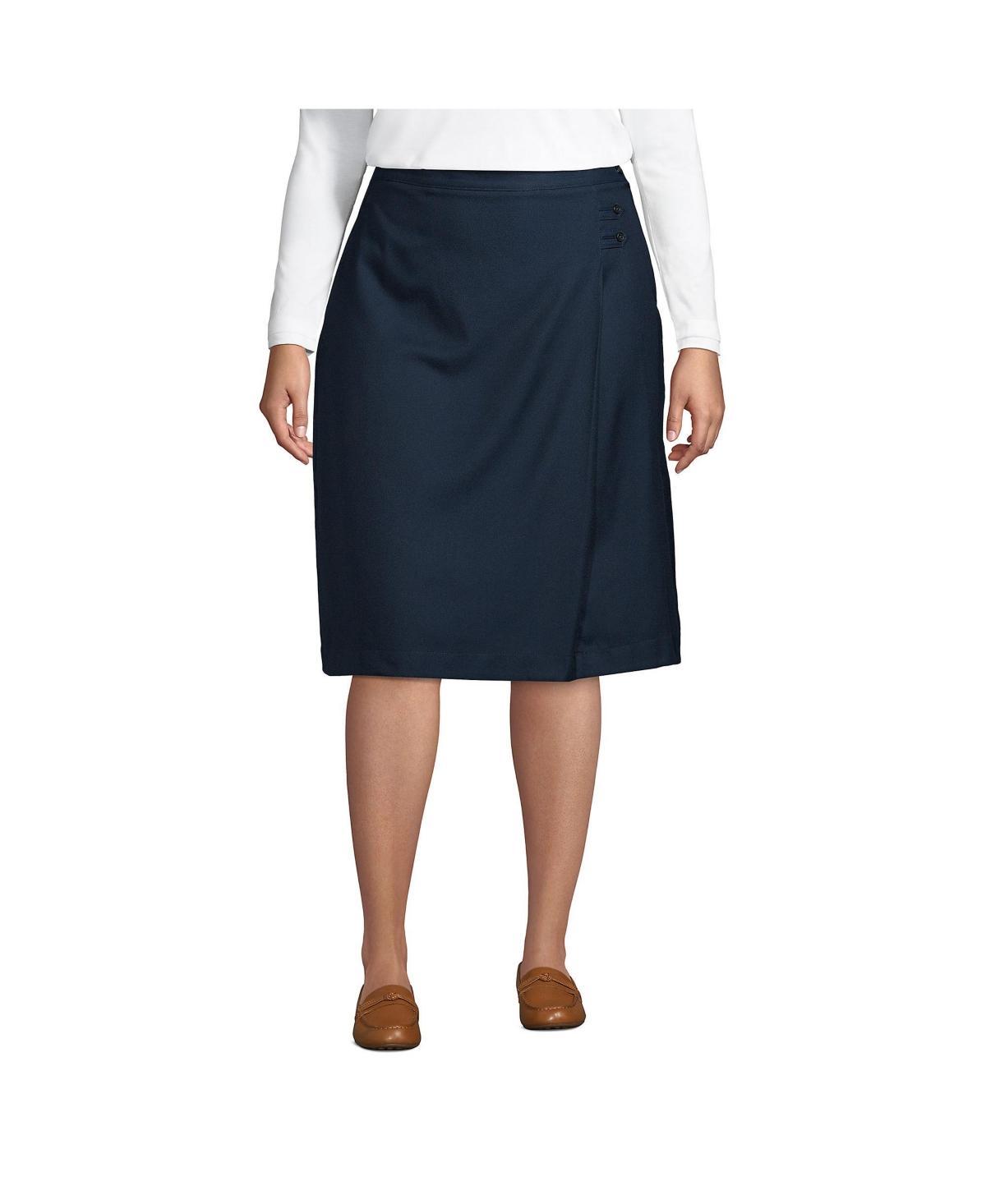 Plus Size Lands' End School Uniform Solid A-line Skirt, Women's, Size: 18 W, Green Product Image