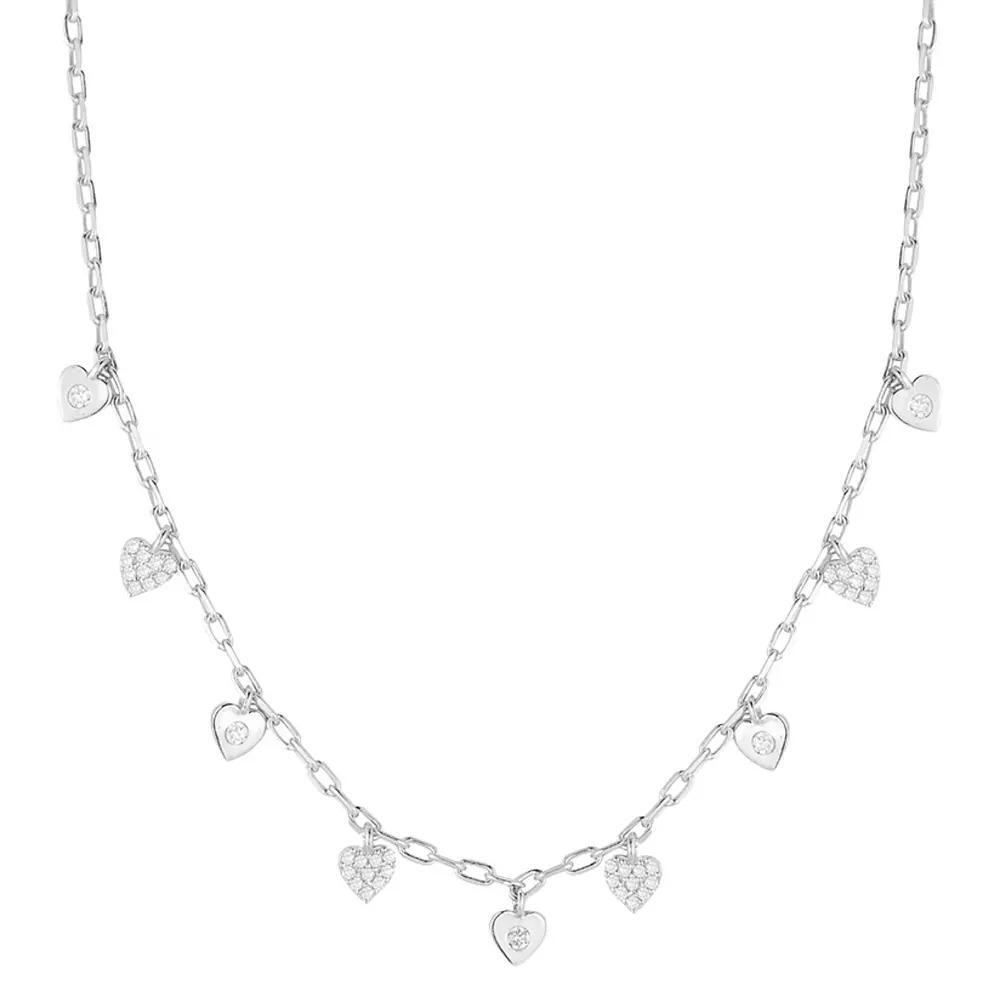 Sunkissed Sterling Cubic Zirconia Heart Charm Necklace, Women's, Silver Tone Product Image