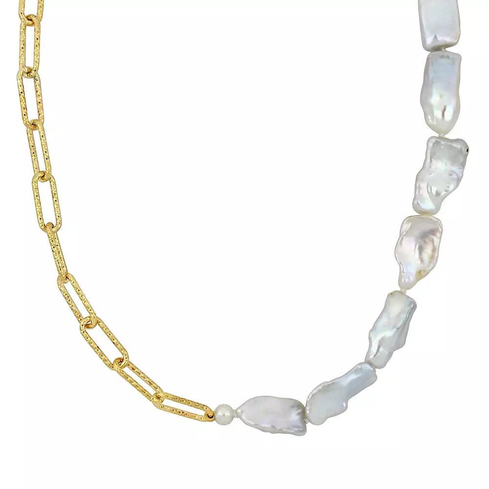 Stella Grace 18k Gold Over Silver Freshwater & Keshi Cultured Pearl Link Chain Necklace, Women's, Size: 18", 18k Gold Plated Product Image