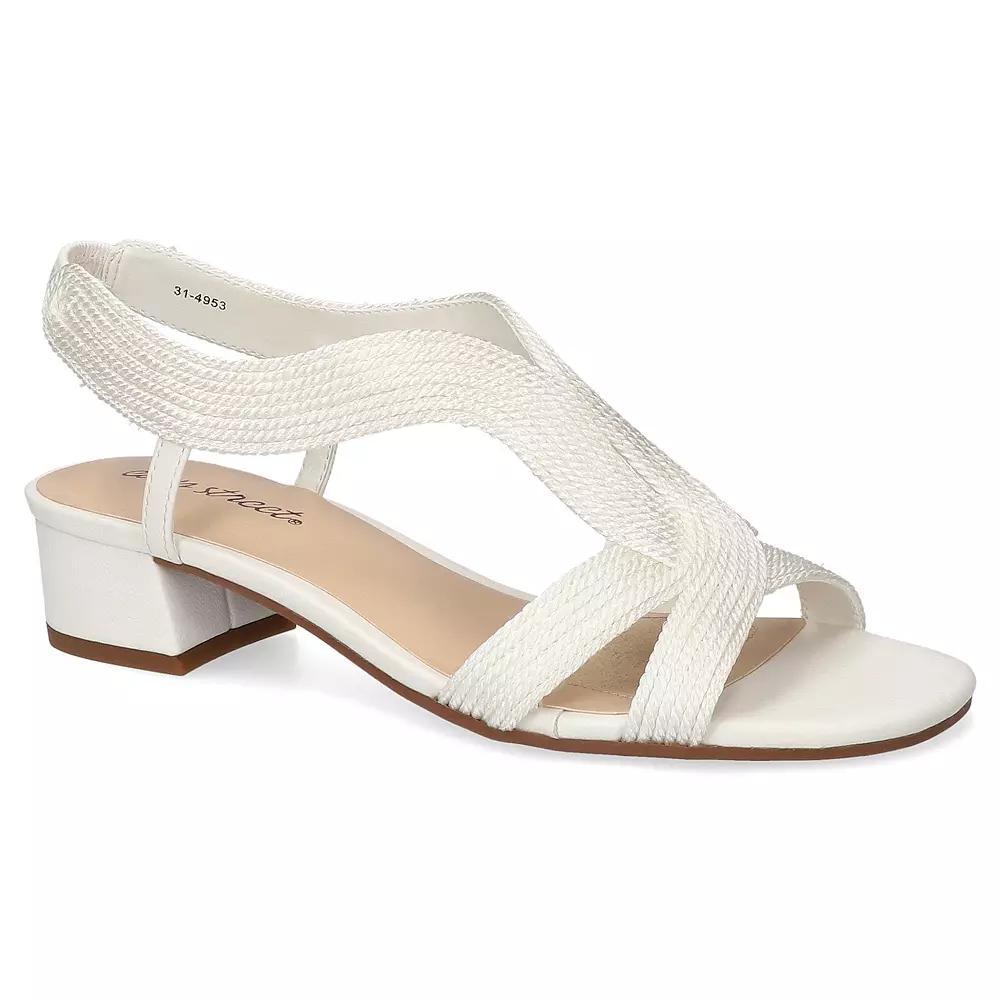 Easy Street Festival Block Heel Women's Woven Sandals, Size: 6 XW, White Woven Product Image