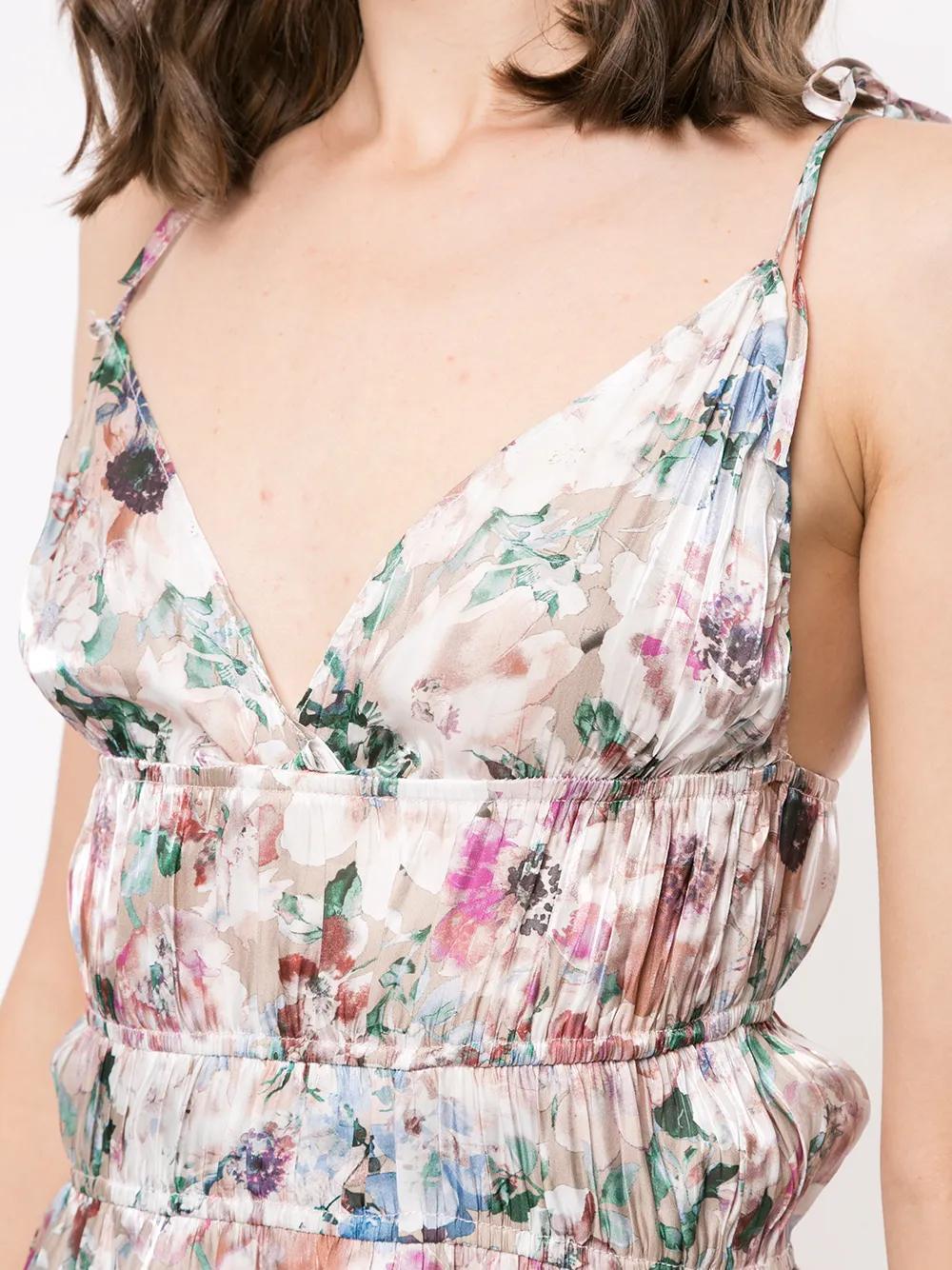 floral ruffle camisole silk top Product Image