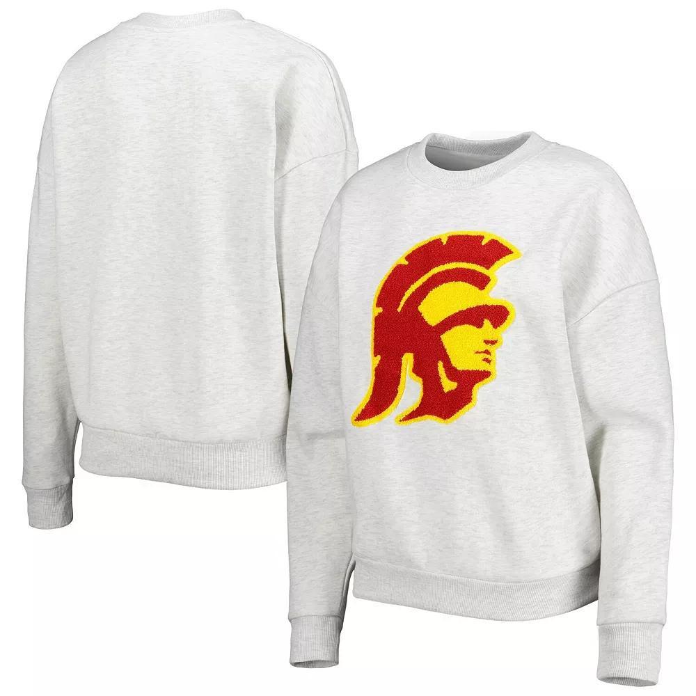 Women's Gameday Couture Heather Gray USC Trojans Chenille Patch Fleece Pullover Sweatshirt, Size: 2XL, Grey Product Image