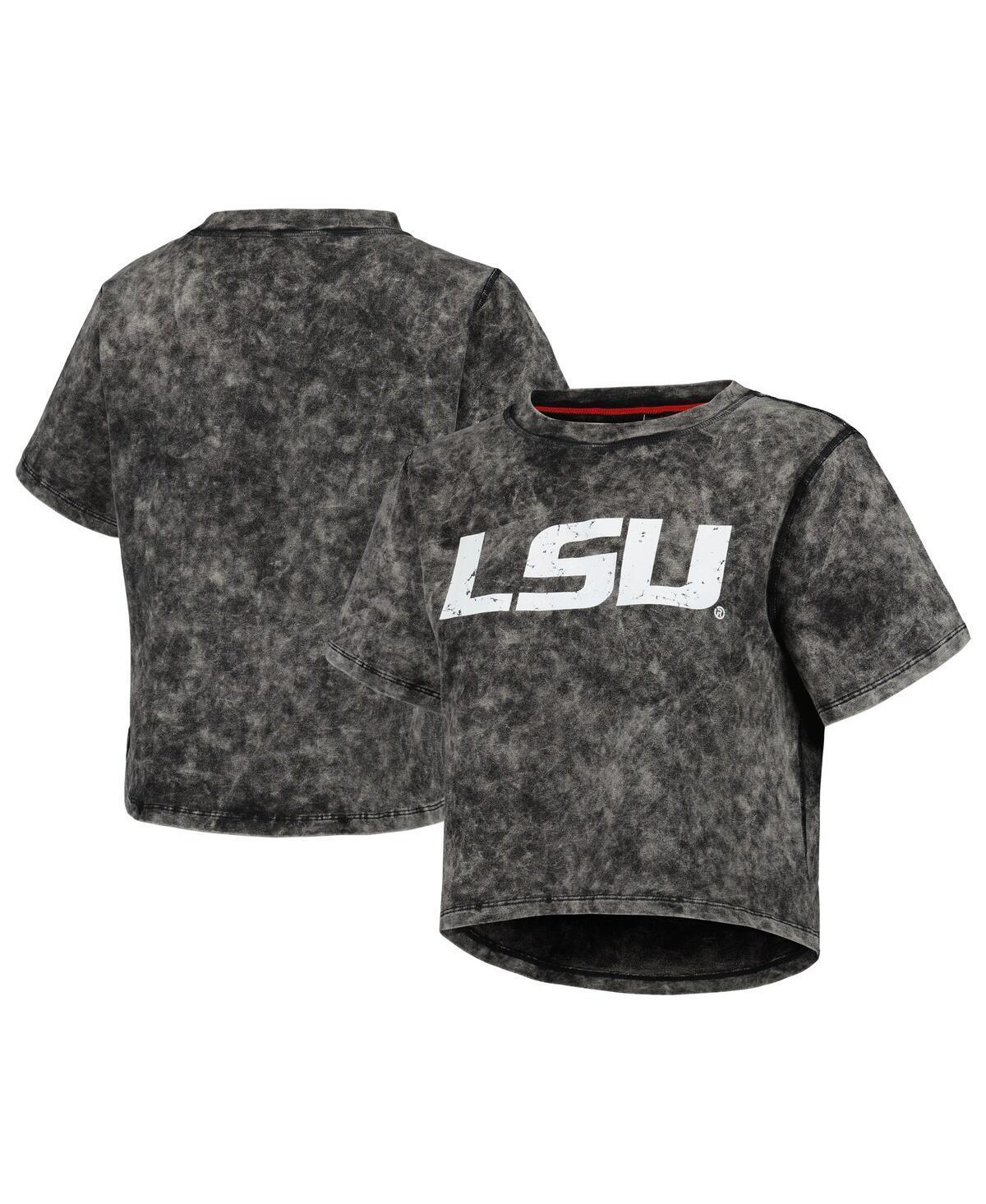 Women's Black LSU Tigers Vintage Wash Milky Silk Cropped T-Shirt, Size: XL Product Image
