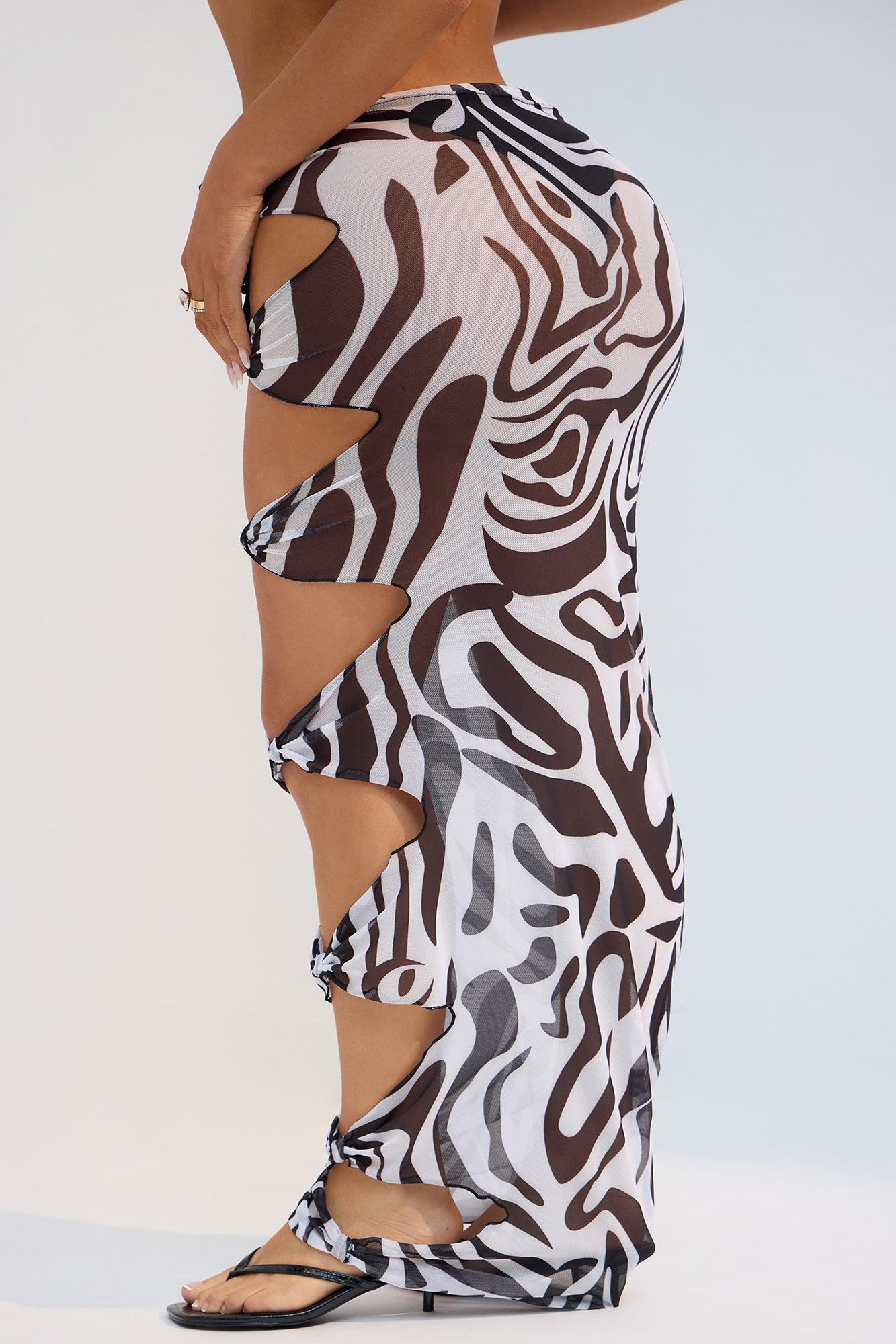 Maui Mami Mesh Skirt Cover Up - Black/White Product Image