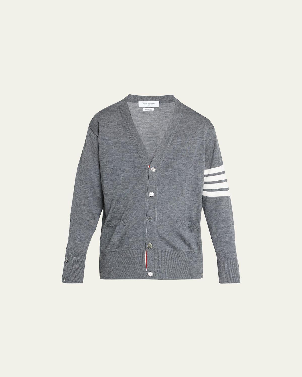 Mens 4-Bar Wool V-Neck Cardigan Product Image