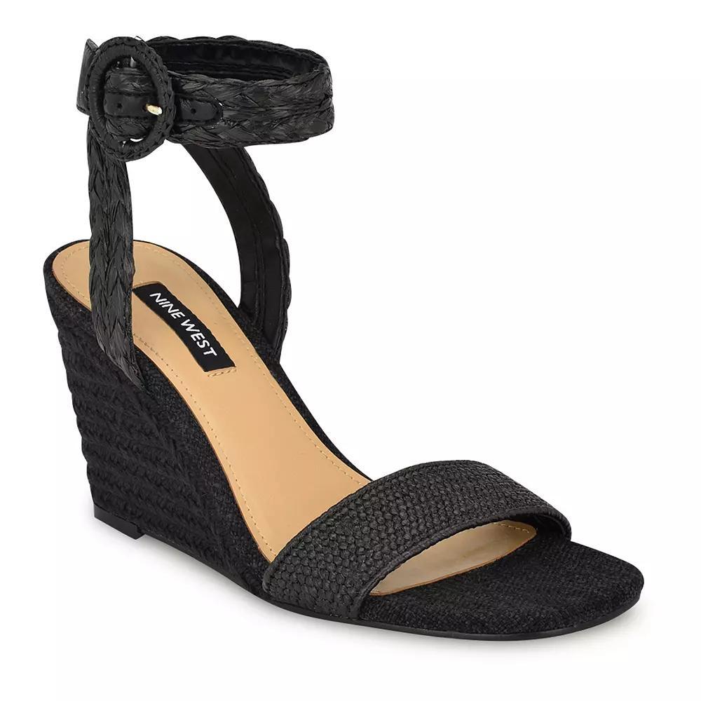 Nine West Nerisa Women's Wedge Sandals, Size: 9.5, Black Product Image