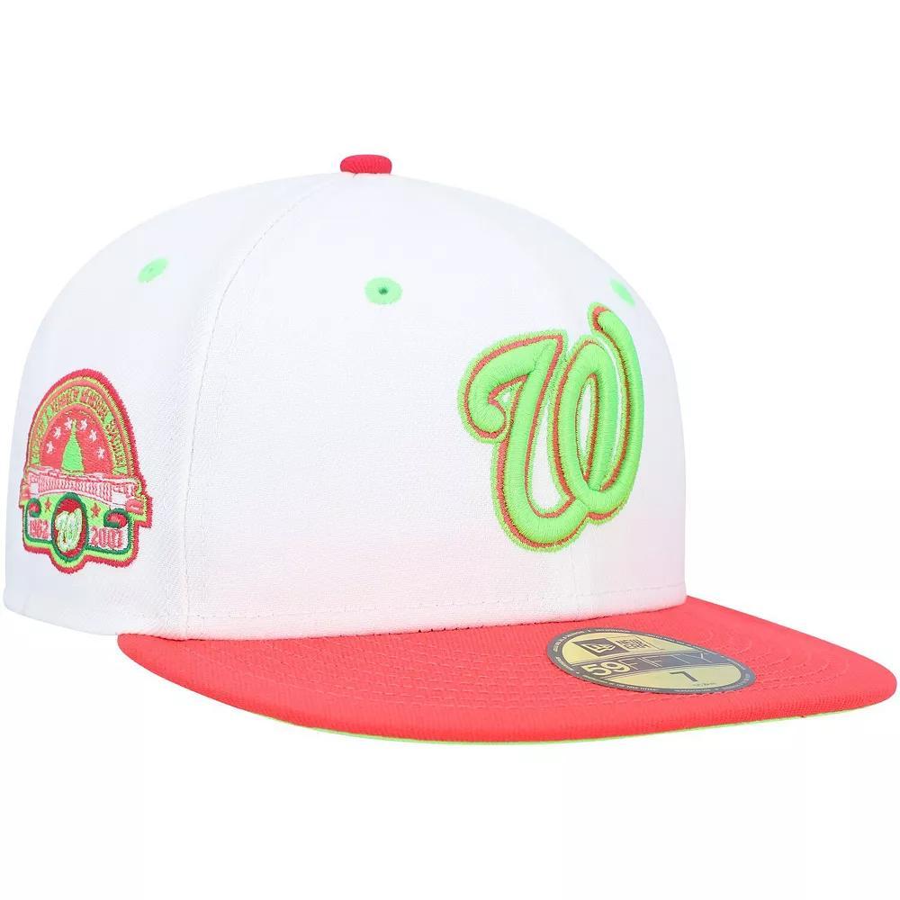 Men's New Era White/Coral Washington Nationals  Robert F. Kennedy Memorial Stadium Strawberry Lolli 59FIFTY Fitted Hat, Size: 7 3/8 Product Image