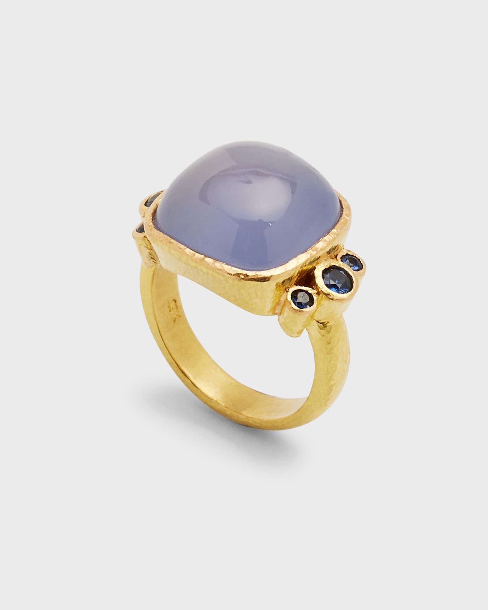 14mm Blue Chalcedony Cushion Ring, Size 6.5 Product Image