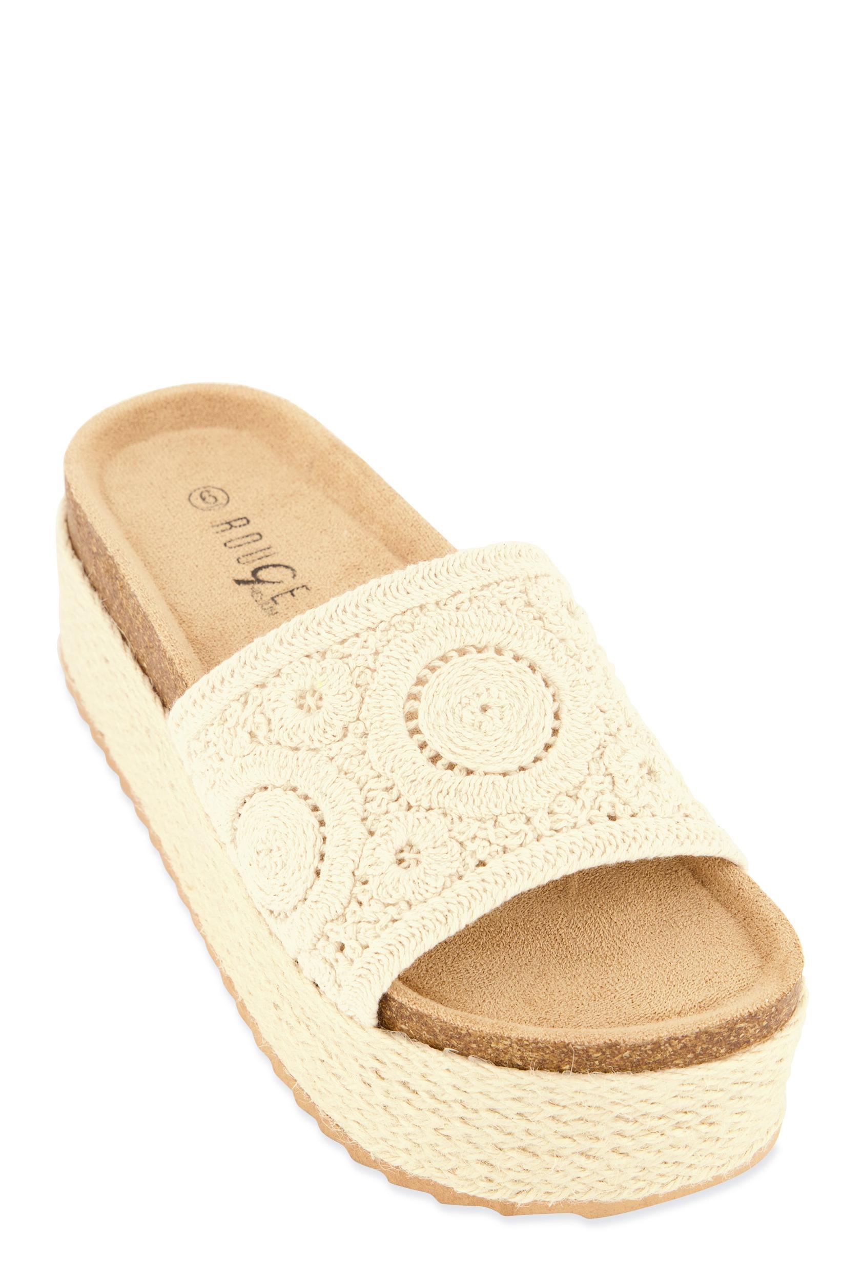 Womens Crochet Band Platform Slide Sandals Product Image