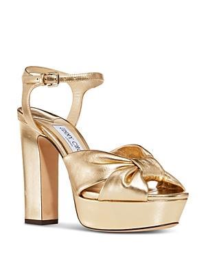 Jimmy Choo Womens Heloise 120 Metallic Leather High Heel Platform Sandals Product Image