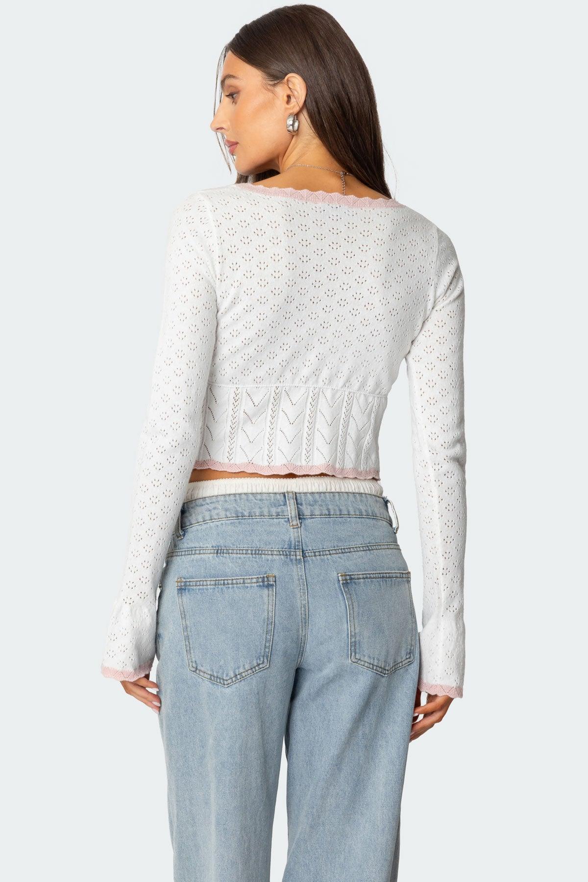 Abbie Split Front Pointelle Top Product Image