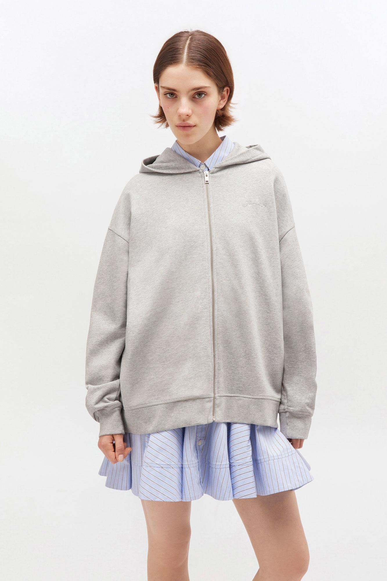 Grey Teddy Zip Hoodie Product Image
