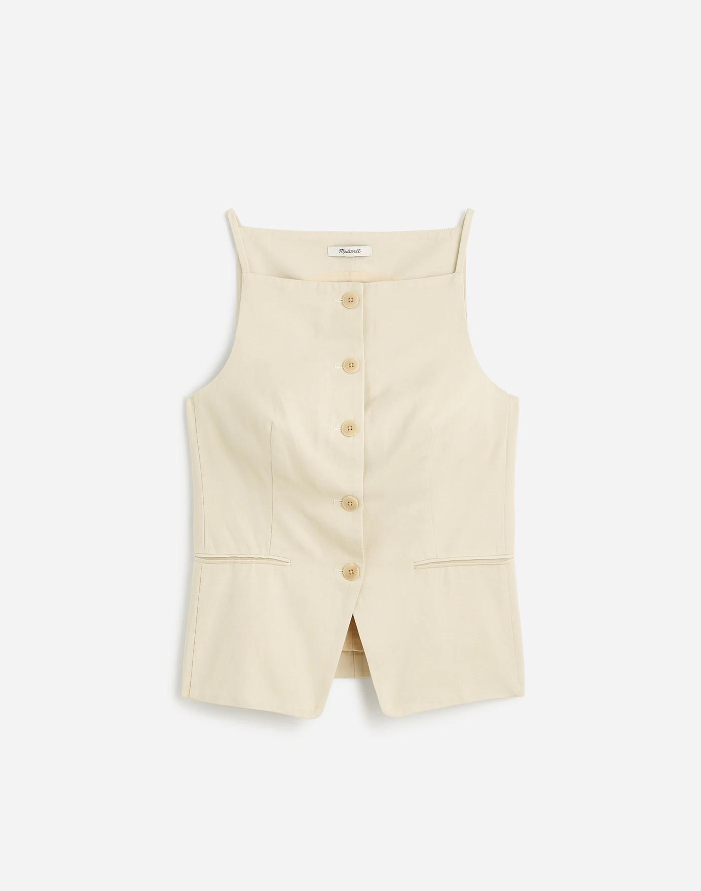 Square-Neck Vest in Drapey Twill Product Image