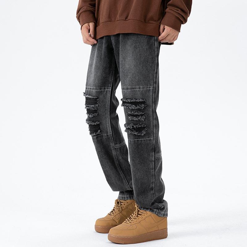 Men's Retro Street Trendy Ripped Patch Jeans Product Image