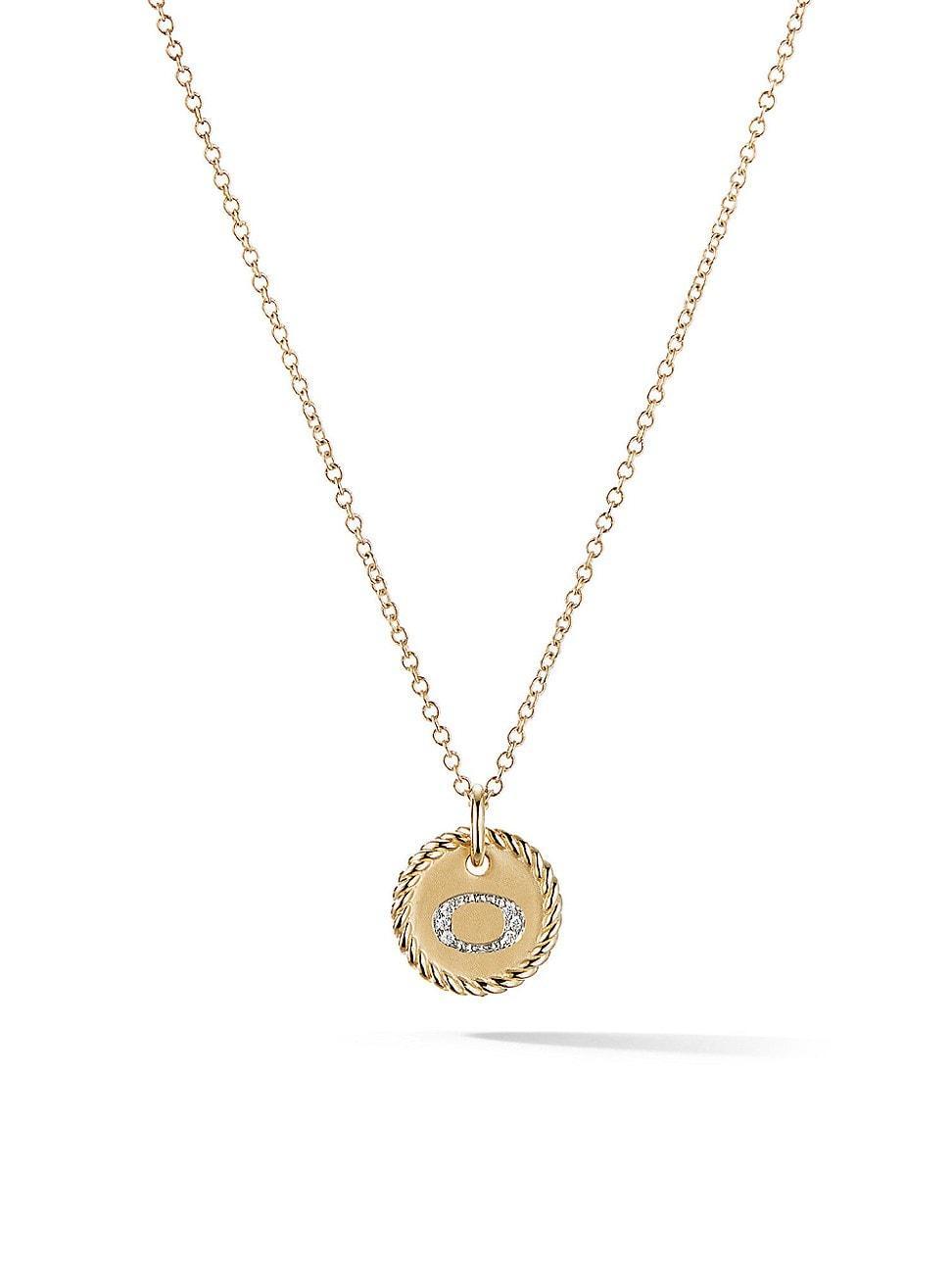 David Yurman Cable Collectibles Initial Pendant with Diamonds in Gold on Chain, 16-18 Product Image