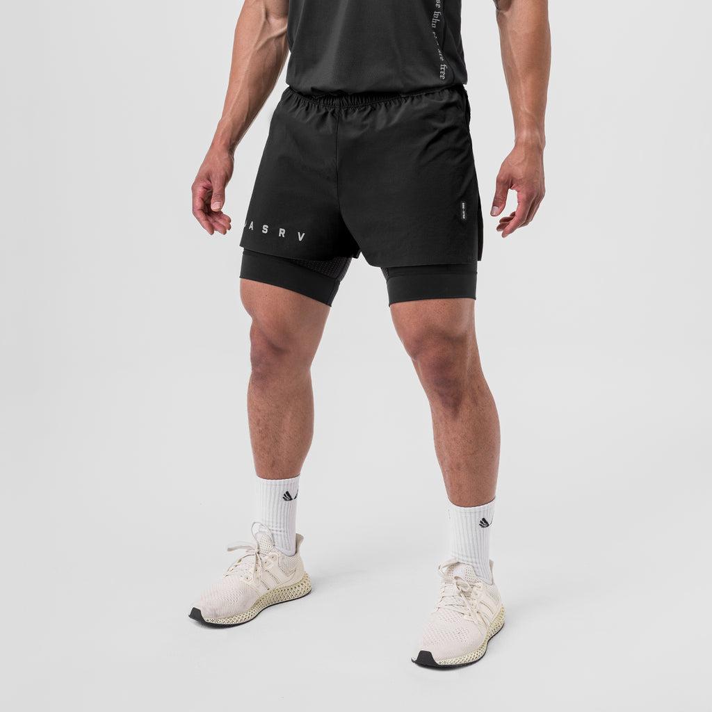 0752. Ripstop 3" High Split Liner Short - Black/Black Product Image