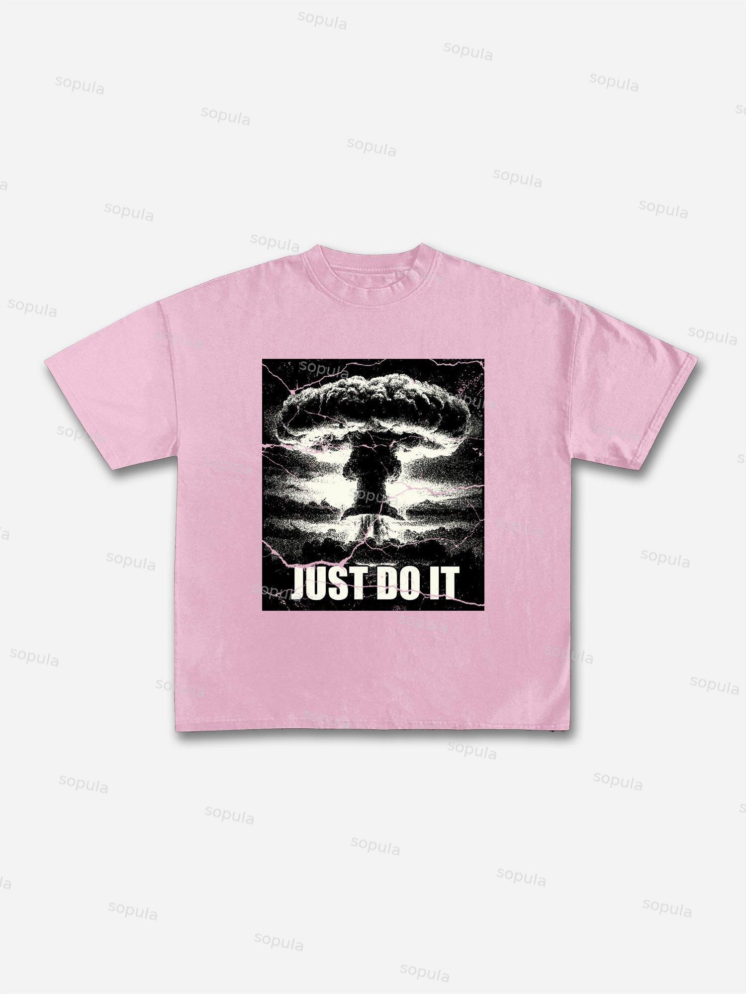Just Do It Old Vintage Mushroom Cloud Graphic Cotton T-shirt Product Image