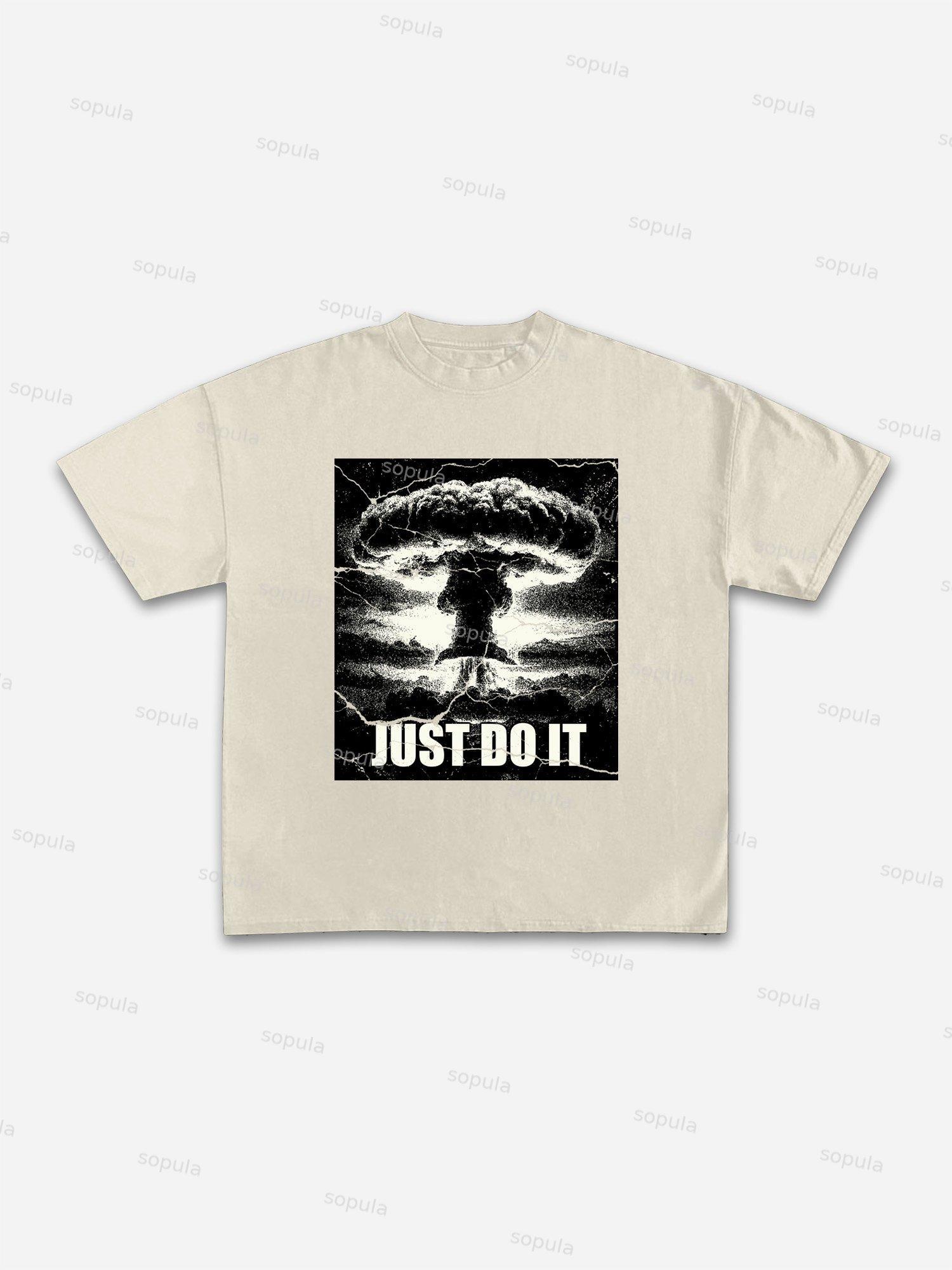 Just Do It Old Vintage Mushroom Cloud Graphic Cotton T-shirt Product Image